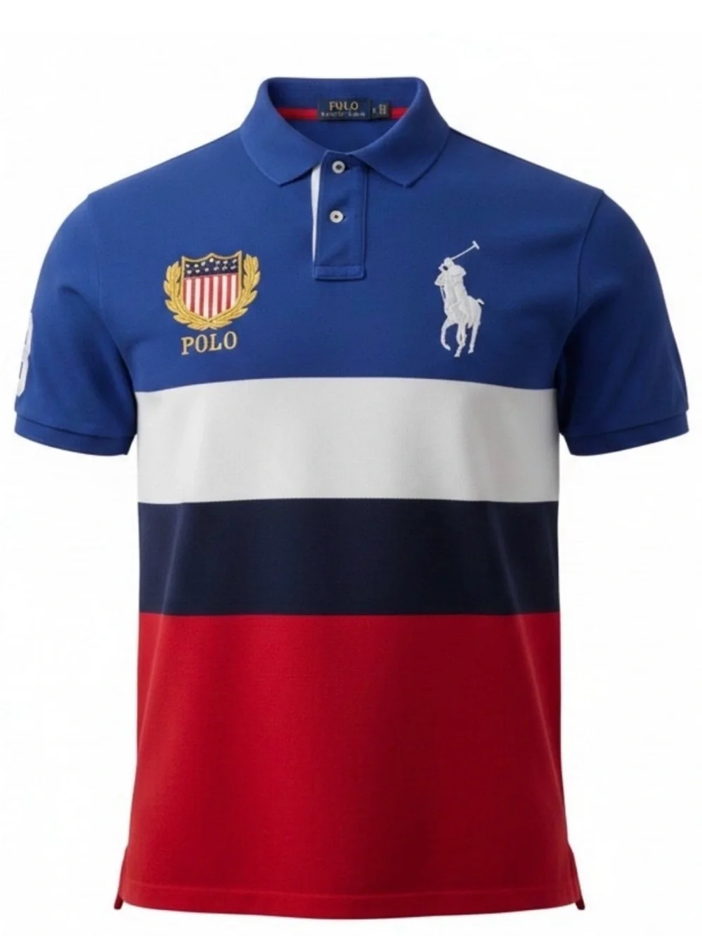 Polo Ralph Lauren Big Pony Flag Crest Polo Shirt—Like New!! Preppy—Striped—XL